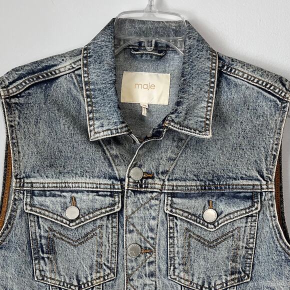 Maje Benedicte Denim Jean Vest 38 - Picture 3 of 13